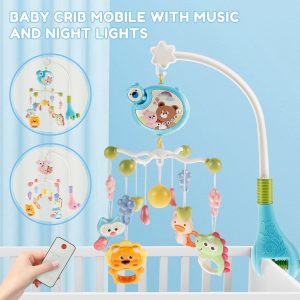 Keyohome Baby Crib Mobile Toys,Crib Music Mobile Hanging Toys with Light,Hanging Rotating Rattles for Newborn 0-18 Months,18.89 x 15.74inch