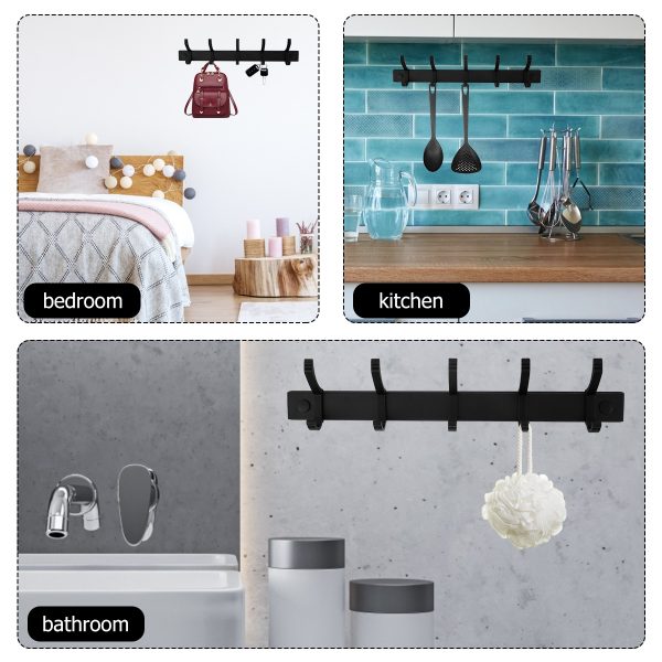 Dznils Hook Rack Rail Hooks Coat Hanger Coat Hook Towel Rack Adhesive Wall Hooks - Image 3