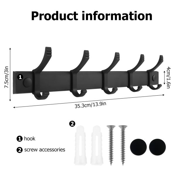 Dznils Hook Rack Rail Hooks Coat Hanger Coat Hook Towel Rack Adhesive Wall Hooks - Image 2
