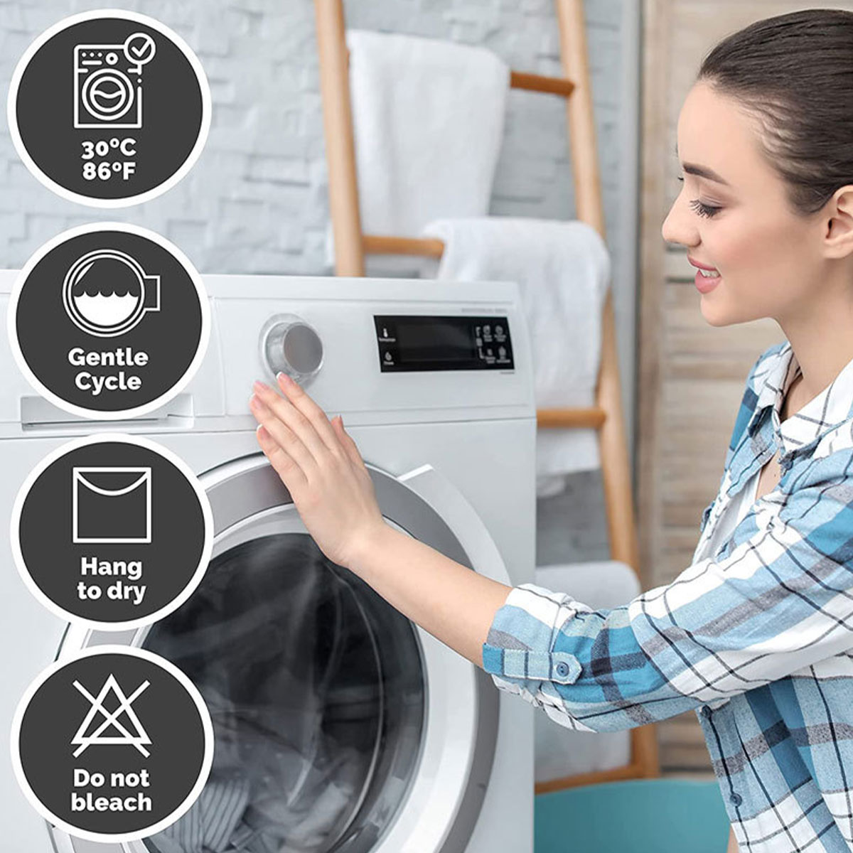 Dznils Abstract Shower Curtain, Boho Mid Century Modern Neutral Geometric Bathroom Curtain Decor with 12 Hooks, 72" x 72" - Image 7