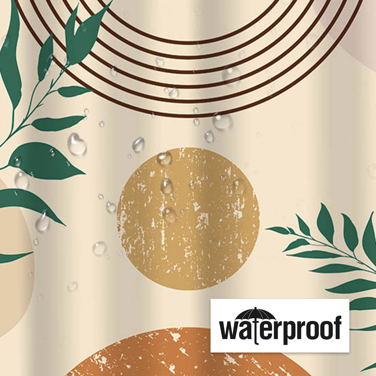 Dznils Abstract Shower Curtain, Boho Mid Century Modern Neutral Geometric Bathroom Curtain Decor with 12 Hooks, 72" x 72" - Image 10