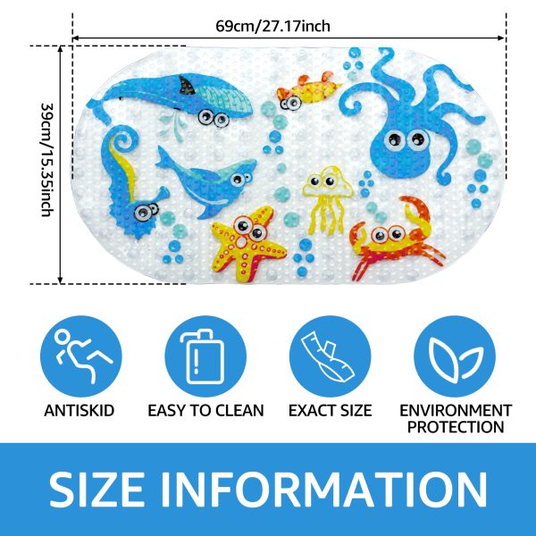 Dznils Kids Bath Mat for Tub, Non-Slip Bathtub Mat, Cartoon Dinosaur Patterned Shower Mat, 15" x 27" - Image 19