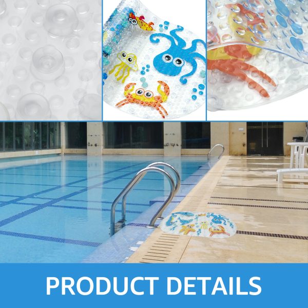 Dznils Kids Bath Mat for Tub, Non-Slip Bathtub Mat, Cartoon Dinosaur Patterned Shower Mat, 15" x 27" - Image 15