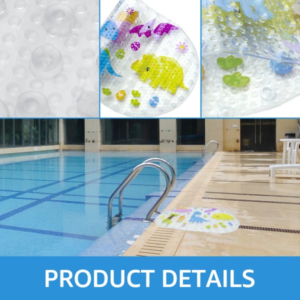 Dznils Kids Bath Mat for Tub, Non-Slip Bathtub Mat, Cartoon Dinosaur Patterned Shower Mat, 15" x 27" - Image 6