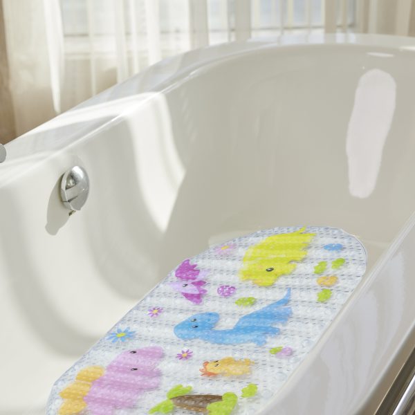 Dznils Kids Bath Mat for Tub, Non-Slip Bathtub Mat, Cartoon Dinosaur Patterned Shower Mat, 15" x 27" - Image 2