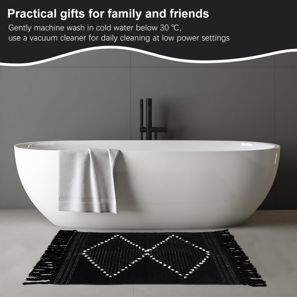 Dznils Boho Bathroom Rugs, Farmhouse Geometric Polyester Bath Mat with Tassel, 24" x 35" - Image 15