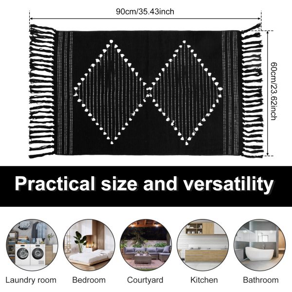 Dznils Boho Bathroom Rugs, Farmhouse Geometric Polyester Bath Mat with Tassel, 24" x 35" - Image 14