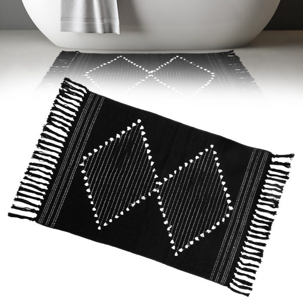 Dznils Boho Bathroom Rugs, Farmhouse Geometric Polyester Bath Mat with Tassel, 24" x 35" - Image 12