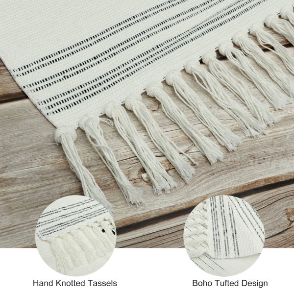 Dznils Boho Bathroom Rugs, Farmhouse Geometric Polyester Bath Mat with Tassel, 24" x 35" - Image 10