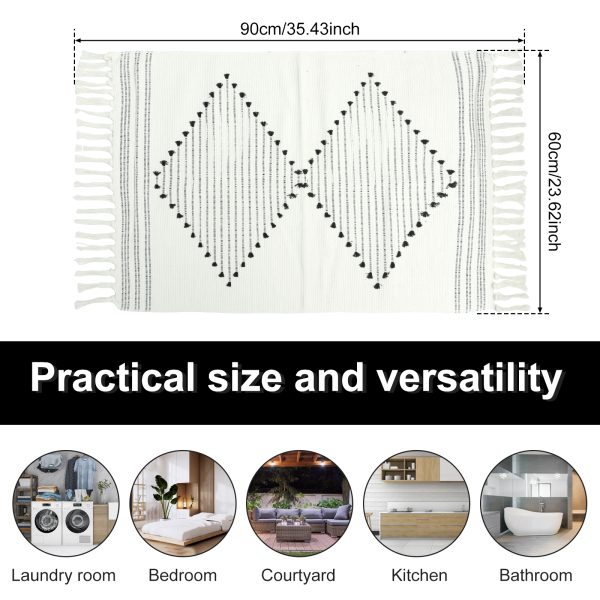 Dznils Boho Bathroom Rugs, Farmhouse Geometric Polyester Bath Mat with Tassel, 24" x 35" - Image 5