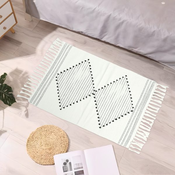 Dznils Boho Bathroom Rugs, Farmhouse Geometric Polyester Bath Mat with Tassel, 24" x 35" - Image 4