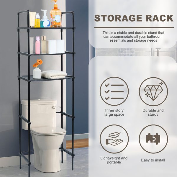 Dznils Over the Toilet Storage Shelf, 3-Tier Steel Bathroom Storage Organizer Space Saver - Image 3