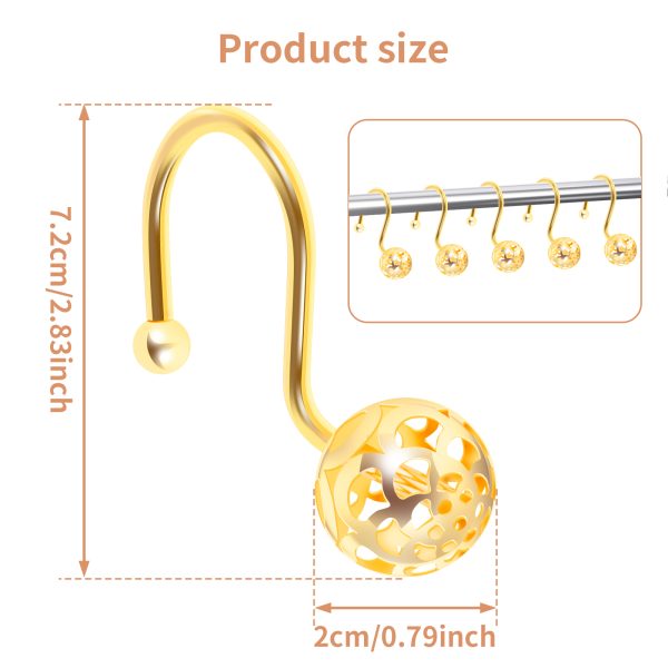Dznils Rustproof Metal Hollow Ball Shower Curtain Hooks, Rose Gold - Image 12