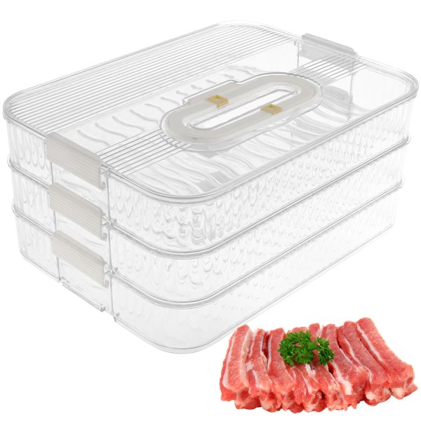 Lzvxtym Food Storage Containers with Lids for Deli and Meat,Deli Meat Container for Fridge,Bacon Storage Container,BPA Free,3 Layer,11.2 x 8.27 x 5.2 inches