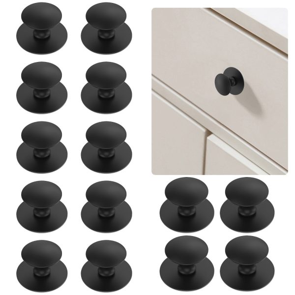 15pcs Drawer Knob Set Stainless Steel Non drill Self Adhesive Cabinet Knobs Easy Installation Kitchen Hardware Brushed Nickel Cabinet Knobs for Wardrobe Drawer Dresser (Black)