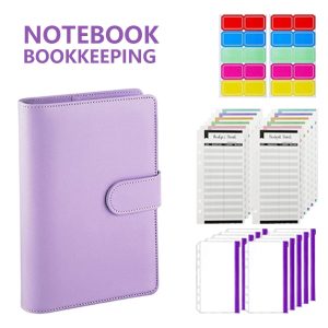 Nyidpsz A6 Budget Binder with Cash Envelopes, PU Leather 6 Ring Money Organizer Binder for Cash, Money Saving Binder
