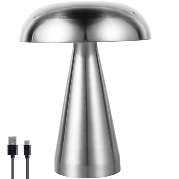 NYIDPSZ Mushroom Table Lamp Metal Cordless LED Desk Light with 3 Color Dimming USB Rechargeable Desk Lamp Touch Control Bedside Lamp for Bedroom Living Room