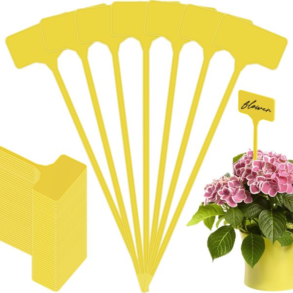 50PCS 29x7cm Plant Labels, T-Type Plastic Plant Tags, Waterproof Nursery Garden Labels, Yellow Plant Label, Plant Name Sign, Plant Name Tags, for Garden Farmland Greenhouse