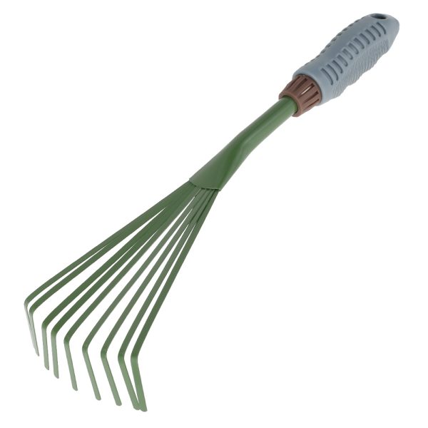 9 Teeth Garden Rake, 15.5 Inch Grass Rake, Hand Rake Leaf Broom with Lightweight Ergonomic Comfort Grip, Cleaning Rake Pet Excrement Rake Gardening Tools for Home Hotel Lawns Garden