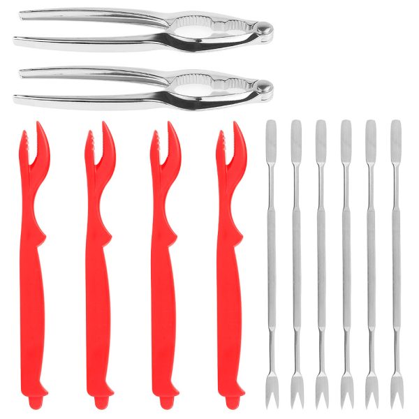 12Pcs Seafood Tools Set Crab Cracker Stainless Steel Lobster Cracker Forks Nut Cracker Shell Claw Lobster Shellers Nut Cracker Shellfish Lobster Leg Opener Set for Restaurant Kitchen Gadget Kits