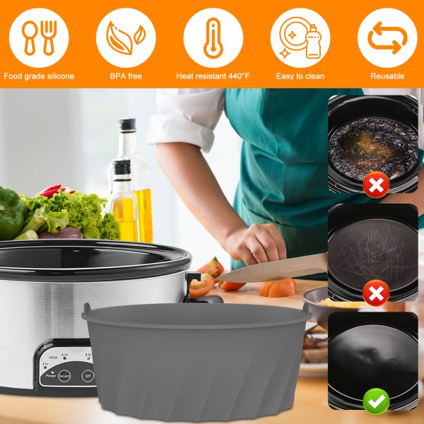 Dznils Silicone Slow Cooker Liner for 7-8QT Pot Slow Cooker Silicone Insert Leakproof Heat Resistant Dishwasher Safe Silicone Cooking Liner - Image 8
