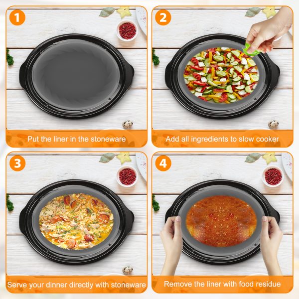 Dznils Silicone Slow Cooker Liner for 7-8QT Pot Slow Cooker Silicone Insert Leakproof Heat Resistant Dishwasher Safe Silicone Cooking Liner - Image 5