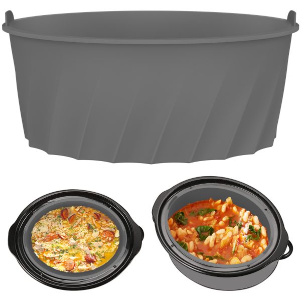 Dznils Silicone Slow Cooker Liner for 7-8QT Pot Slow Cooker Silicone Insert Leakproof Heat Resistant Dishwasher Safe Silicone Cooking Liner