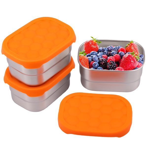 Ihvewuo 3PCS Stainless Steel Snack Containers with Silicone Lid 8oz Leakproof Bento Lunch Box Reusable Small Food Storage Containers