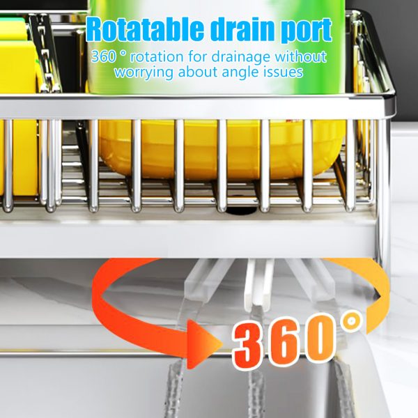 Dznils Kitchen Sink Caddy Organizer Sponge Holder Dish Brush Soap Dispenser Holder for Countertop - Image 9