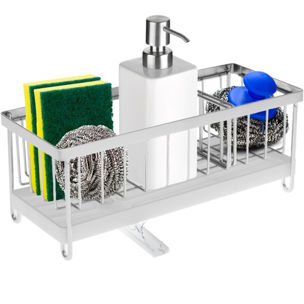 Dznils Kitchen Sink Caddy Organizer Sponge Holder Dish Brush Soap Dispenser Holder for Countertop - Image 4