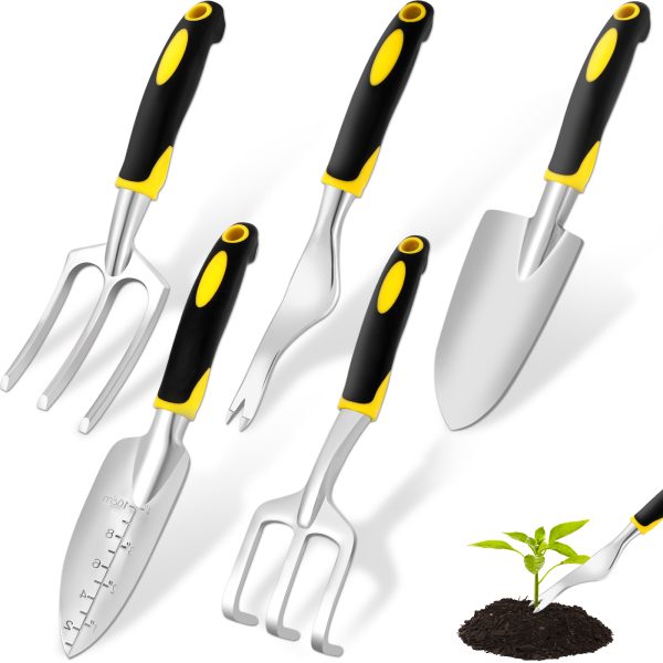 10PCS Aluminium Alloy Heavy Duty Gardening Hand Tool Kit, Gardening Tools Set, Lightweight Garden Trowel and Fork Set Weeder Tool, Gardening Hand Tools for Gardening Lawn