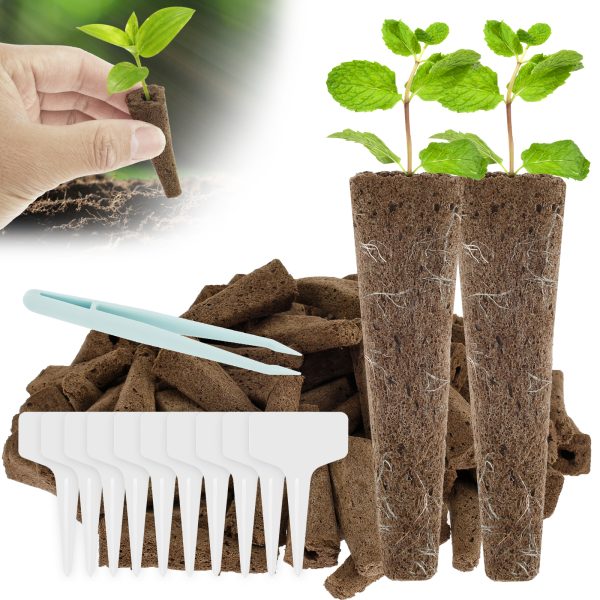 100PCS Seed Starter Pods Kit, Hydroponic Pods Kit with Plant Labels, Grow Sponges for Hydroponics, Replacement Root Growth Sponges Gardening Accessories for Indoor Garden System