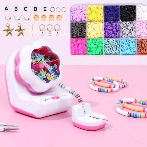 3280pcs Clay Bead Spinner Kit for Jewelry Making Electric Bead Spinner with 15 Colors Clay Beads and Beading Accessories Bead Spinner Machine for Bracelet Necklace Birthday Gift