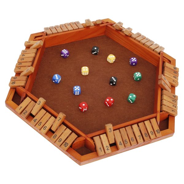 Shut The Box Game for 1 to 6 Players Wood Tabletop Board Game with 12 Dice Fun Close The Box Game Handmade Shut The Box Dice Game for Kids Adults Families Home Party
