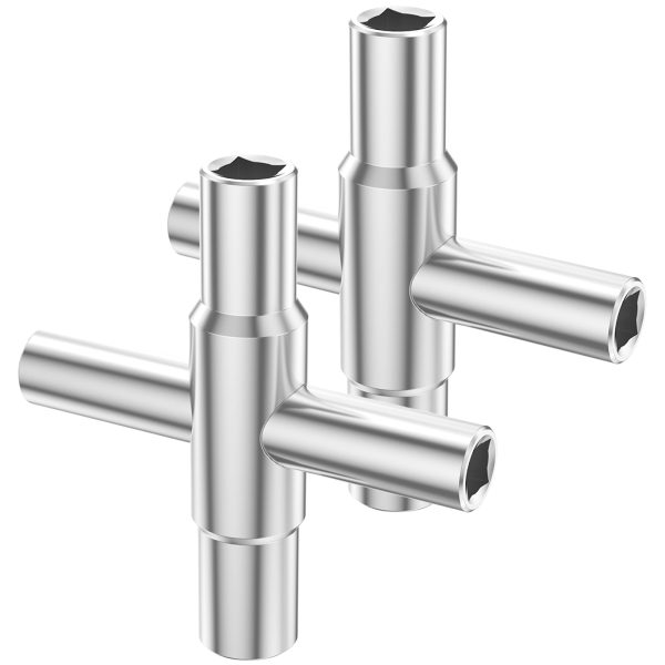 Keyohome 2Pcs Water Key 4 Way Sillcock Key Zinc Alloy Water Utility Key Compatible with 1/4inch 9/32inch 11/32inch Handle