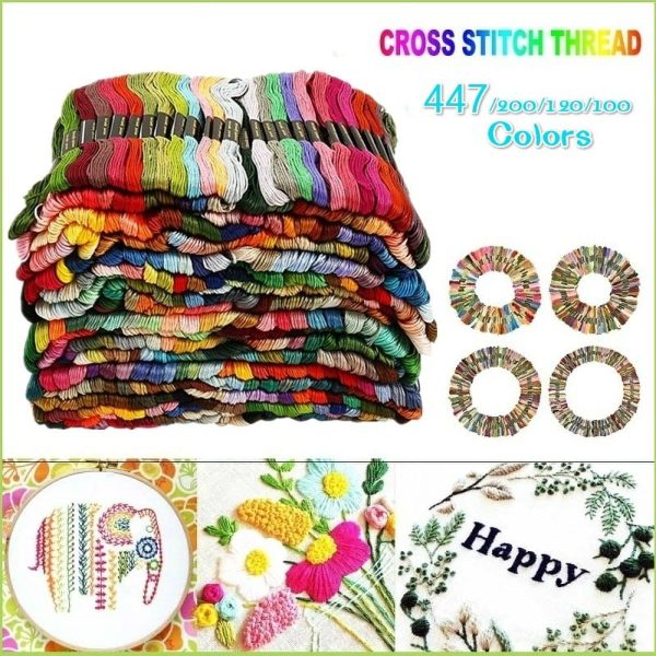 Nyidpsz 447 Colors Cotton DMC Cross Floss Stitch Thread Embroidery Sewing Skeins Multi Colors