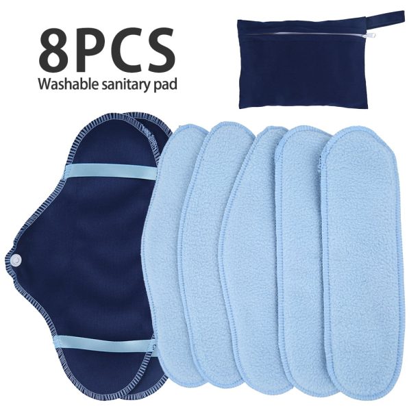 Keyohome 8PCS Heavy Flow Sanitary Towels Breathable Washable Reusable Menstrual Pads