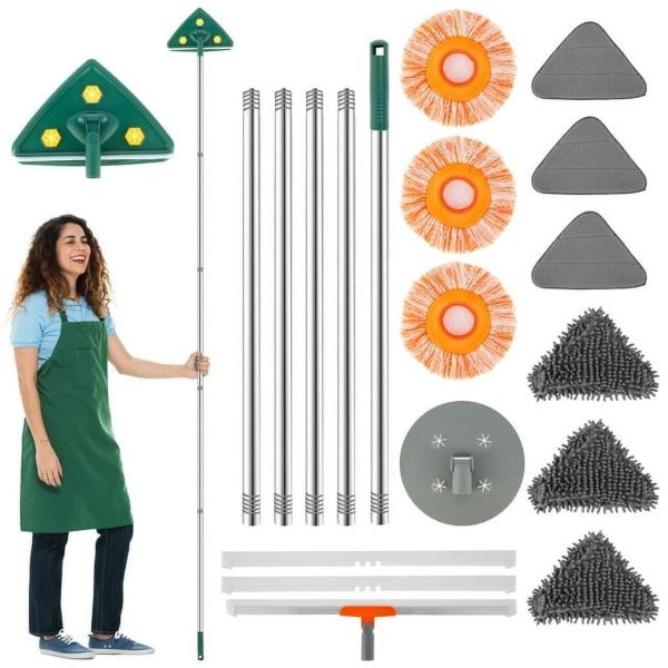 Keyohome Triangle Mop, 86inch Long Handle Wall Mop with Squeegee Wall Cleaning Mop with 9 Mop Pads for Floor Cleaning Ceiling