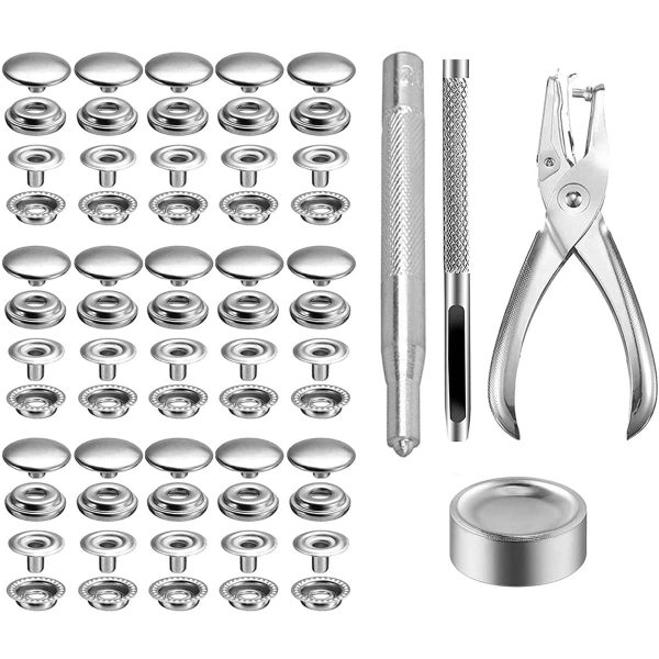 200pcs Stainless Steel Snap Fastener Kit with Fixing Tool and Pliers for Clothing Sewing Jacket Repair