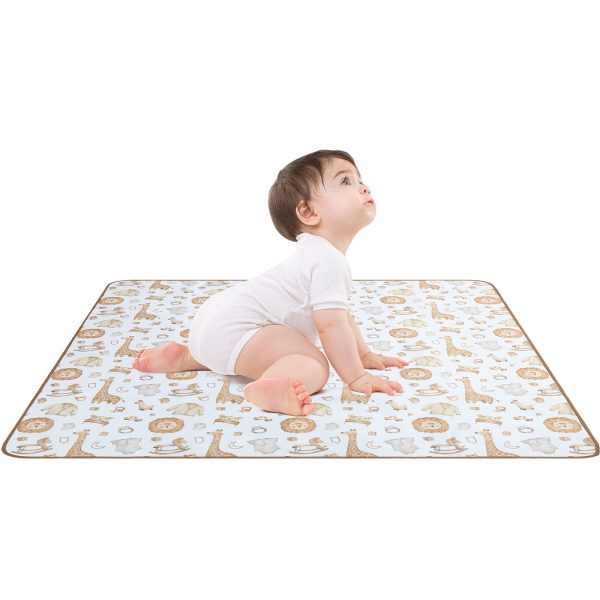 Dznils Baby Splat Mat for Under High Chair, Waterproof Non-Slip Lion Pattern Floor Mat, 43" x 43"