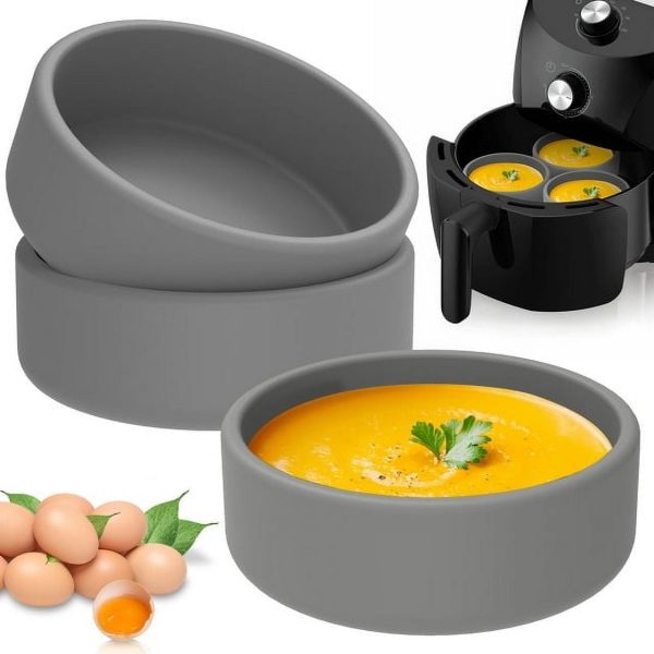 3 Pack Silicone Air Fryer Egg Mold, Nonstick Egg Poacher Cups Egg Boiler Mold Cup Microwave Egg Cooker Egg Bite Maker, 4*1.3in
