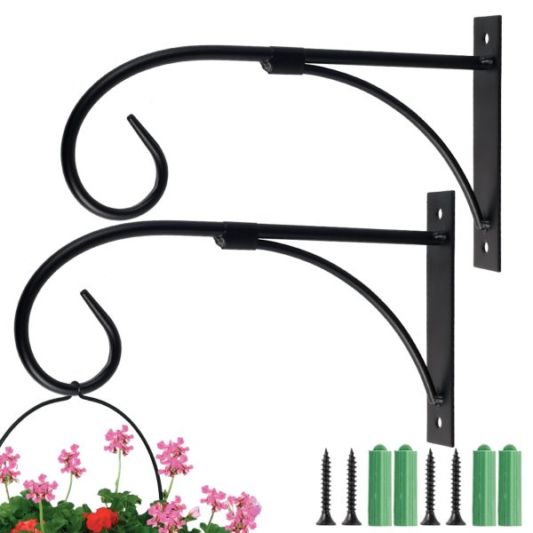 Hanging Basket Holder Flower Hook, Hanging Plants Hook，Iron Art Garden Wall Hook, Plants Bracket, Outdoor Plants Hanger for Plant Flower Pots Lanterns Bird Feeders