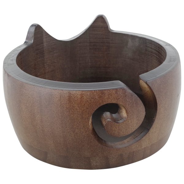 Wooden Yarn Bowl Pine Wood Crochet Bowl Holder Weaving Thread Bowl with Holes Portable Wool Storage Bowl Cute Knitting Yarn Bowls for DIY Knitting Crafts 18x18x10cm
