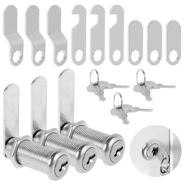 3 Sets Cabinet Locks with Keys 1-1/2inch Cabinet Cam Lock Set Zinc Alloy RV Storage Locks Secure Drawer Lock Keyed Alike Mailbox Locks for Cabinet RV Drawers