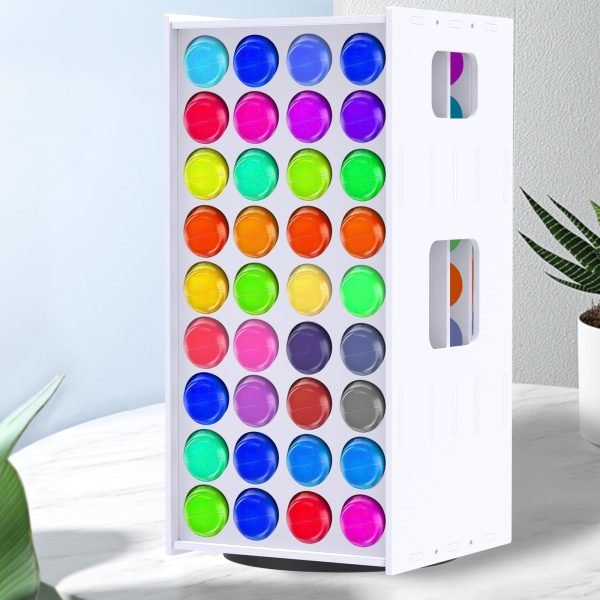 Craft Paint Storage Rack 72 Holes Paint Storage Tower Vertical 360° Spinning Craft Paint Storage Organizer Portable Paint Organizer Holder with Handle Paint Organizer Box for 2oz Paint Bottles