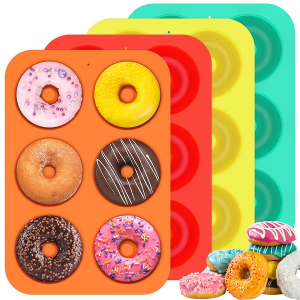 4pcs Mini Donuts Pan Silicone Donut Muffin Mold Rack Cake Pop Mold Non-Stick Doughnut Pan Set 4Pcs Silicone Donut Mold 6 Cavity Non-Stick Doughnut Pan Mould Tray,BPA FREE Dishwasher Safe