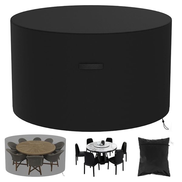 Tzdxfgl Round Patio Table Cover 120cm x 75cm x N/A Black Patio Furniture Cover, Waterproof