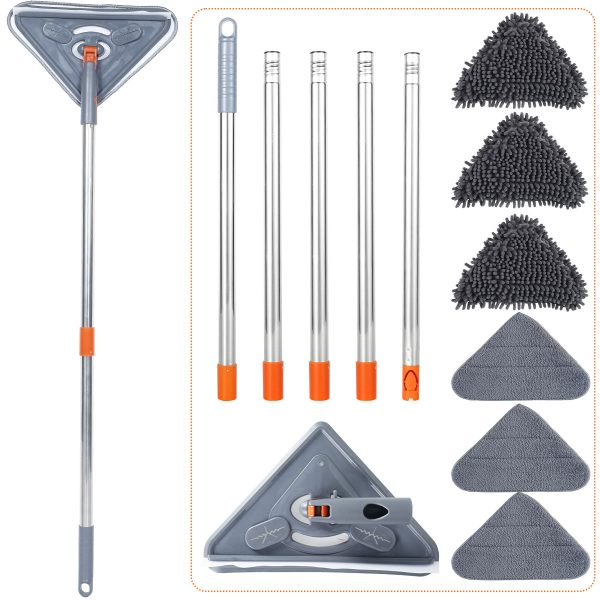 Keyohome 85inch Wall Mop with Long Handle, Microfiber Wall Cleaning Mop Adjustable Wet and Dry Dust Mop Cleaner for Floor Ceiling Windows