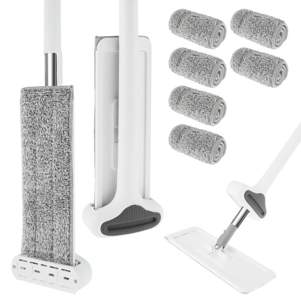 Keyohome Microfiber Flat Mop,Wall Mop,Mops for Floor Cleaning,Dust  Mop with 6 Washable Pads for Home,62.9",Gray