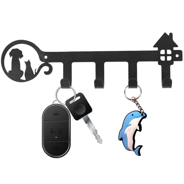 Tzgsonp Key Holder Wall Mounted Key Hooks for Wall Decorative with 4 Hooks Black Metal Key Organizer Rack Hanger for Entryway,Front Door,Hallway,Office 10" X 3.7"